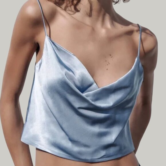 Zara Tops - EUC Sheeny Crop Top